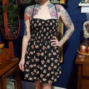 Black floral summer dress with Pockets